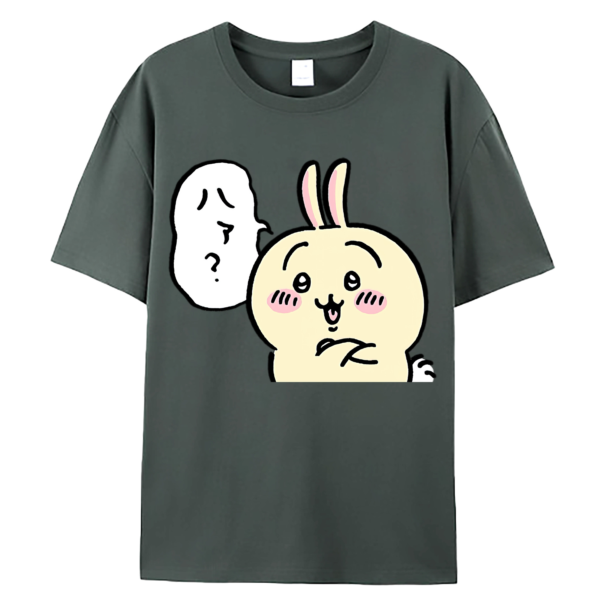 （画像用） ちいかわ うさぎ Chii-kawa usagi 綿100％ メンズ半袖Tシャツ｜肌触りやわらか＆通気性